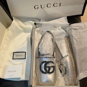 Gucci Metallic/Silver Espadrilles 37 NWT